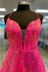 Sparkly Fuchsia A-Line Backless Short Homecoming Dress/Mini Dress