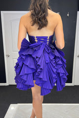 A-Line Royal Blue Sweetheart Short Homecoming Dress/Mini Dress with Ruffles