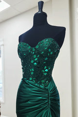 Long Satin Mermaid Prom Dress with Beading in Blush Sweetheart