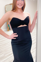 Long Prom Dress in Fuchsia Satin with Sweetheart Mermaid Cut-out Design