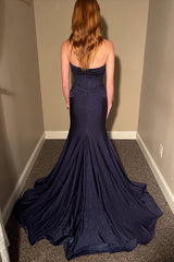 Long Black Sparkly Mermaid Prom Dress with Sweetheart Neckline and Slit