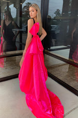 Long Velvet Prom Dress with Black Spaghetti Straps and Mermaid Bow