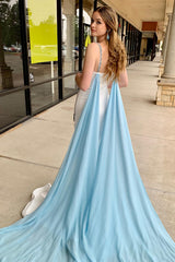 Long Beaded Satin Mermaid Prom Dress with Spaghetti Straps and Cape in White