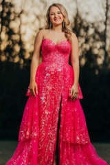Sweetheart A-Line Long Prom Dress in Sparkly Turquoise with Tulle Applique Corset