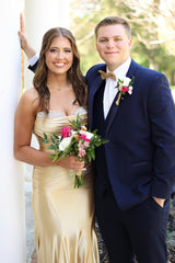 Elegant Gold Sweetheart Mermaid Gown in Satin