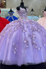 Off the Shoulder Purple Ball Gown with Sparkly Beaded Applique and Tulle for Quinceanera