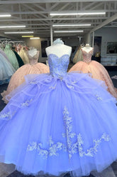 Sweetheart Quinceanera Dress in Blue with Princess Organza Applique and Beading