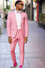 Fashion Pink One-Button Wedding Suit for Groom