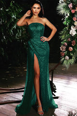Violet Strapless Mermaid Formal Dress Split With Sequins Beading