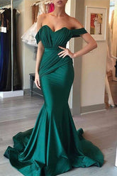Mermaid Dark Green Evening Dress Off-The-Shoulder