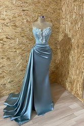 Sleeveless Mermaid Appliques Evening Dress With Split