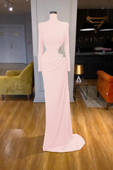 Long Sleeves High-Neck Mermaid Evening Dress