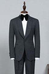 Nelson All-Black One-Button Slim-Fit Wedding Suit for Grooms