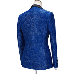Fashion Royal Blue Sparkle One-Button Three-Piece Prom Attire for Guys