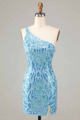 Sparkly Blue Beaded Fringed Tight Short Homecoming Dress/Mini Dress
