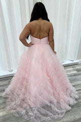 Long Prom Dress with Ruffled Tulle in Sweetheart Lilac