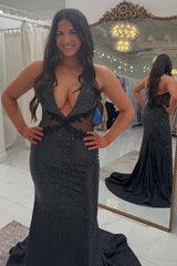 Long Beaded Black Prom Dress with Sparkly Halter and Backless Design Featuring Appliques