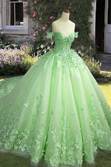 Off-the-Shoulder Pink Ball Gown Corset Dress with Butterflies for Quinceanera