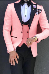 Gorgeous Pink Tuxedos Three-Piece Classic Prom Suits Best Prom Suits