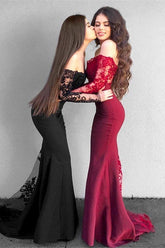 Lace Long Sleeves Mermaid Evening Dress