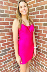 Sparkly Fuchsia Sequined Lace-Up Back Tight Short Homecoming Dress/Mini Dress