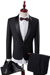 New Arrival Two-Piece Black Shawl Lapel Groomsmen Suit