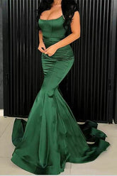 Spaghetti-Straps Green Mermaid Evening Dress