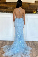 Blue Mermaid Prom Dress in Two Pieces