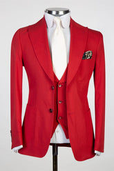 Red Peaked-Lapel Donald Bespoke Three-Piece Men's Suits