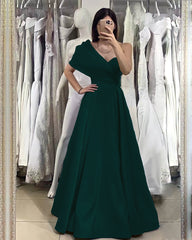 Basics One Shoulder Elegant Off-The-Shoulder Royal Blue Evening Dress