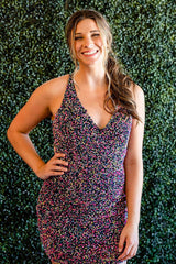 Sparkly Dark Purple Sequined Backless Tight Short Homecoming Dress/Mini Dress