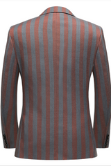 Casual Summer Red and Gray Stripes Double-Breasted Wedding Suit Ideas