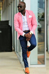 Shining Candy Pink Groom and Groomsmen Suits with Two Pieces