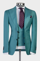 Ebenezer Green Fashion Three-Piece Peaked Lapel Two-Button Men's Suits
