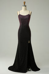 Mermaid Prom Dress in Dark Purple with Lace-Up Back and Beading