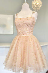 Sparkly Black Sequins Stars A-Line Short Homecoming Dress/Mini Dress