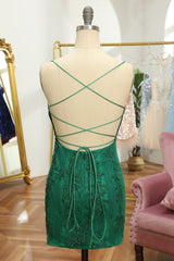 Green Lace Tight Homecoming Dress/Mini Dress