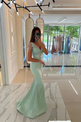 Amazing Mint Green Cap Sleeves Formal Dress Long Front Slit With Buttons Beads