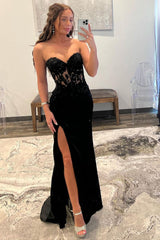 Black Long Prom Dress with Front Split for Your Sweetheart