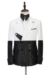 Gorgeous Fashion Slim Fit White and Sparkle Double-Breasted Men's Suit