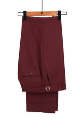 Stylish Burgundy and Black Double-Breasted Party Prom Suit for Guys with Peaked Lapel