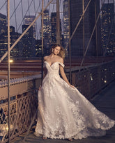 White Off-The-Shoulder Sweetheart Lace Evening Dress