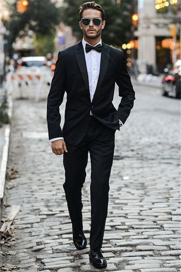 New Arrival Black Casual Dinner All Black Tuxedo Wedding Reception Suit