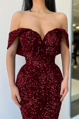 Royal Blue Off-The-Shoulder Sweetheart Evening Dress Mermaid With Sequins