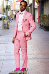 Fashion Pink One-Button Wedding Suit for Groom