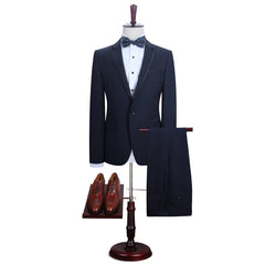 Modern Slim Fit Dark Navy Notched Lapel Men's Wearhouse Wedding Suits