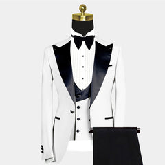 Beautiful Slim Fit White Peaked Lapel Wedding Suit for Men