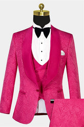 Pink Best Wedding Suits with One Button for Groom