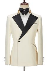 Handsome White Men's Wearhouse One-Button Wedding Suits