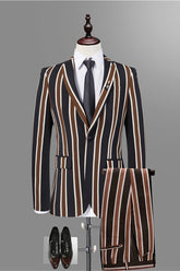 Elegant Prom Attire for Guys with Black Striped